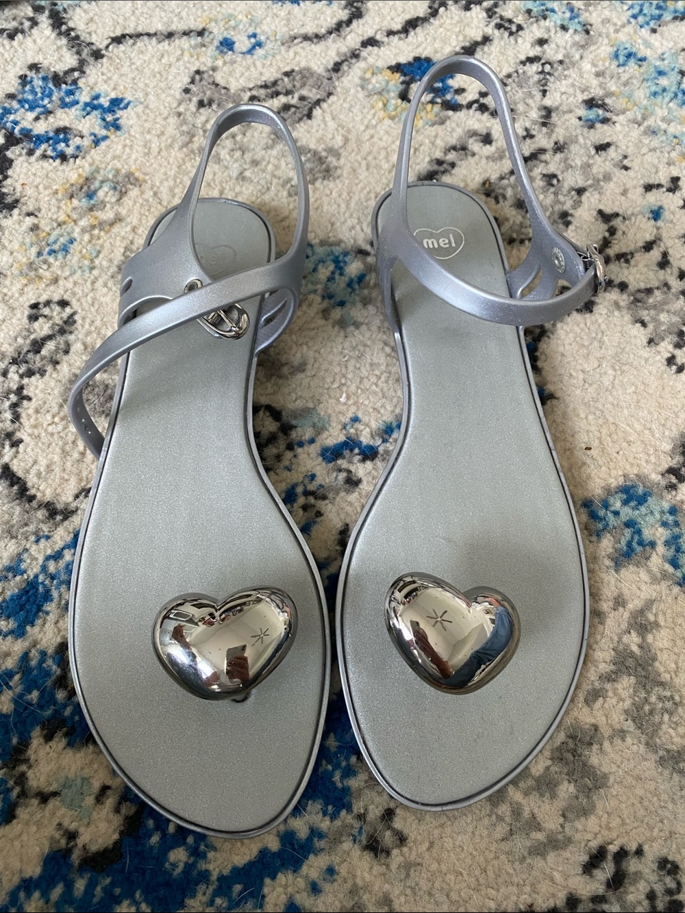 Melissa Silver Heart Jelly Sandals